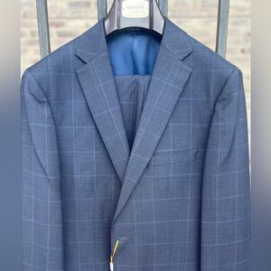 Elegant Navy Suit and Vest with Red handkerchief